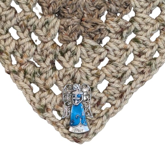 Crochet Afghan Wheelchair Lap Blanket Throw Brown Granny Square 36x36" Angel - Picture 3 of 5